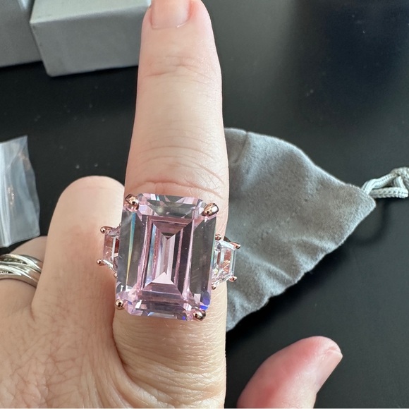 Pink CZ set in rose gold fashion ring by Joan Boyce - Picture 8 of 14